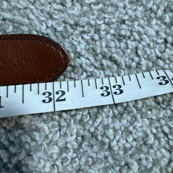 Fossil Patchwork Plaid Leather Belt Brown Brass Buckle Women’s S VGUC - Picture 6 of 9